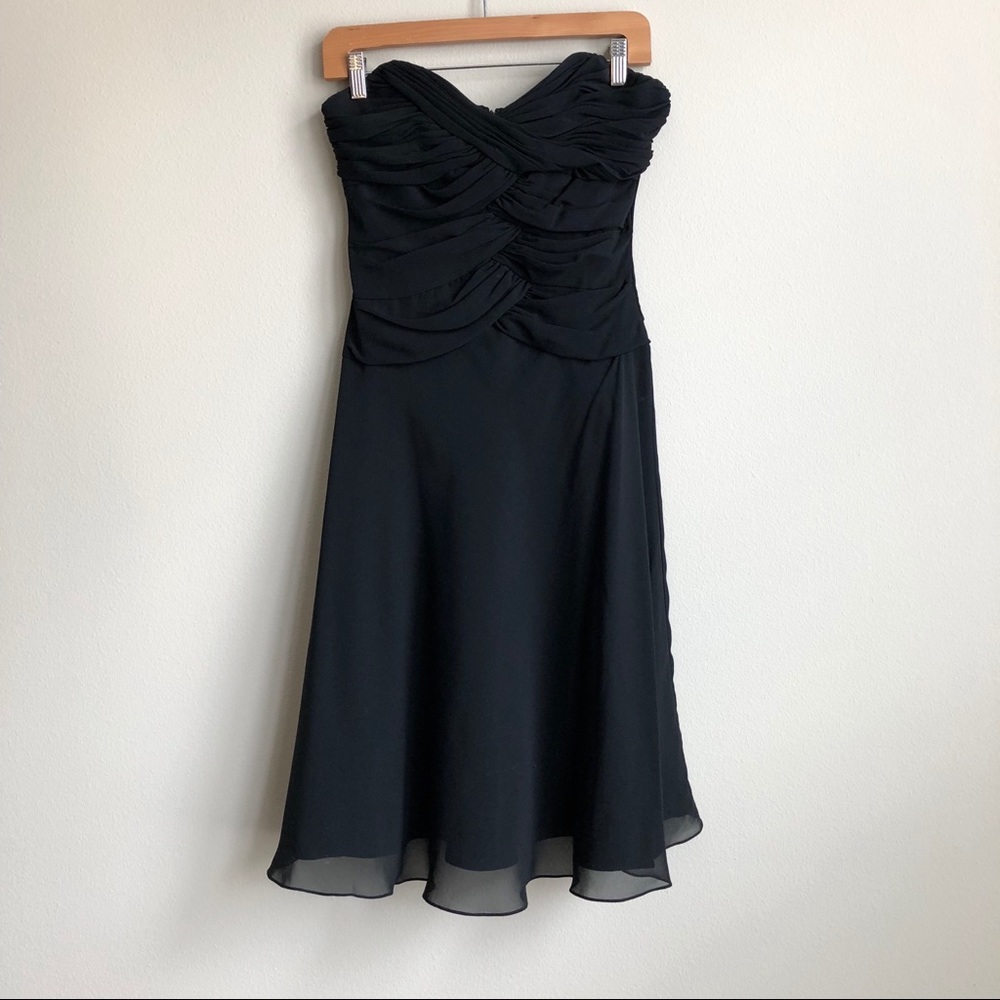 White House Black Market Ruched Cross Black Dress